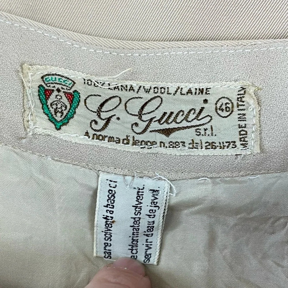 GUCCI Skirt Womens Tan Wool Made in Italy Vintage Size IT 46 / US 10 - Picture 4 of 13
